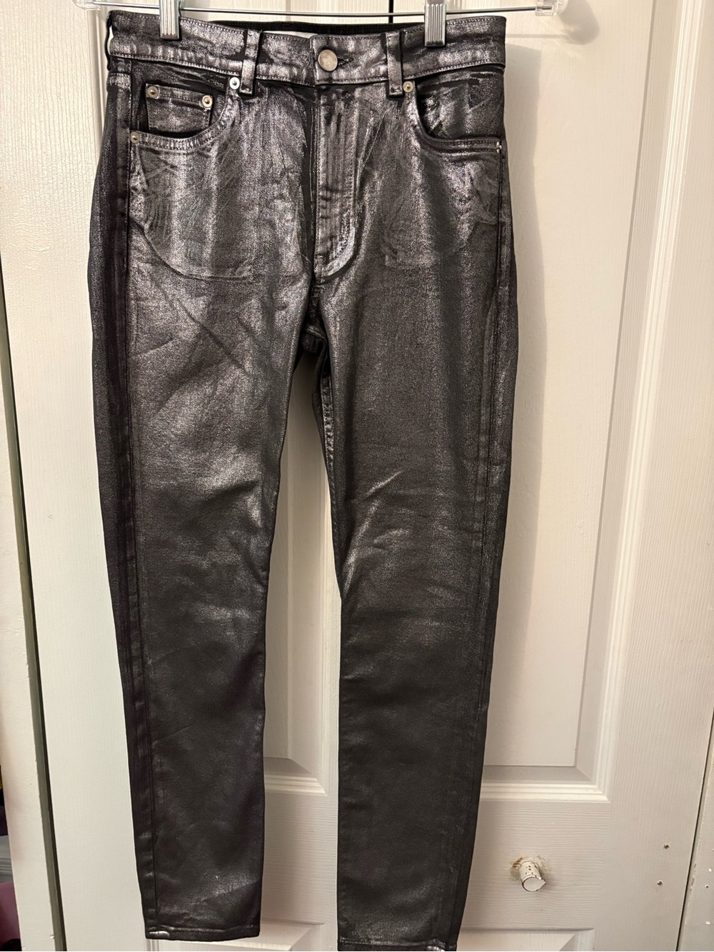 & Other Stories Black Coated Skinny Jeans